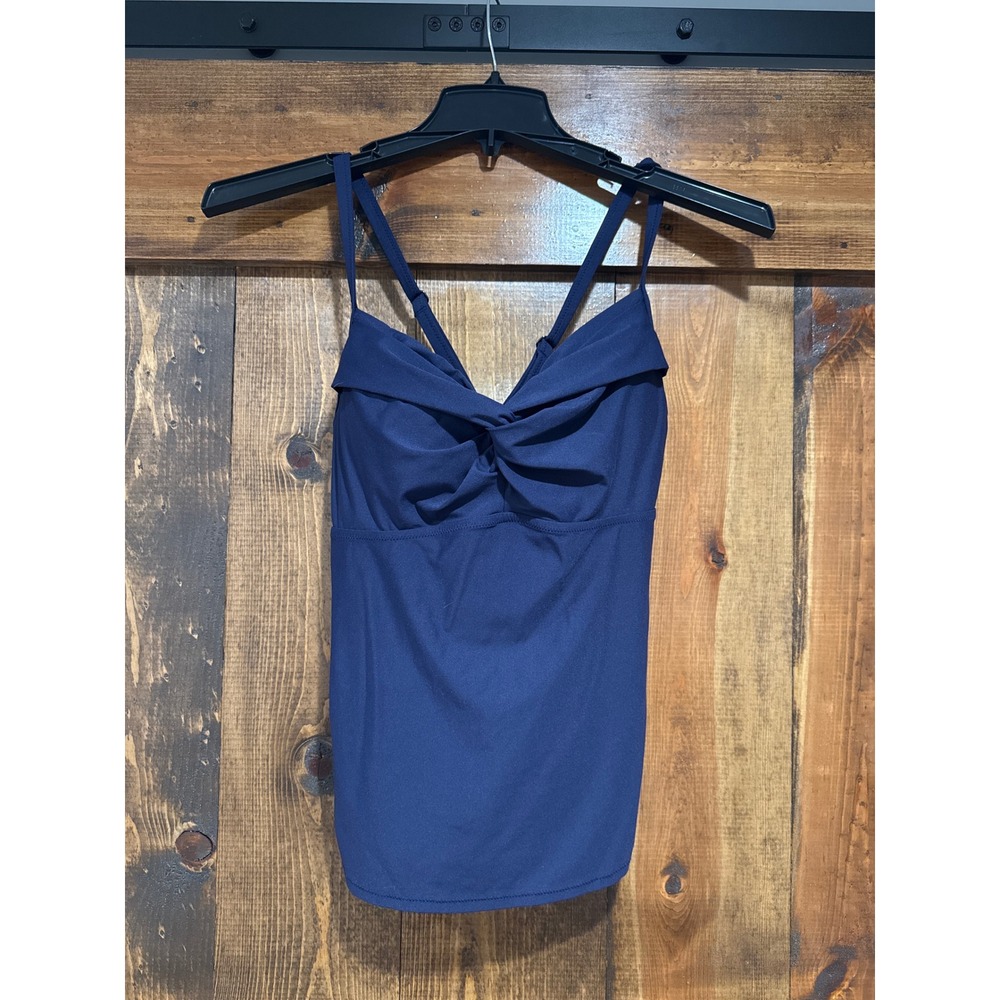 Athleta Navy Blue‎ Twist Front Tankini Swim Top Adjustable Straps 38B/C RN 54023